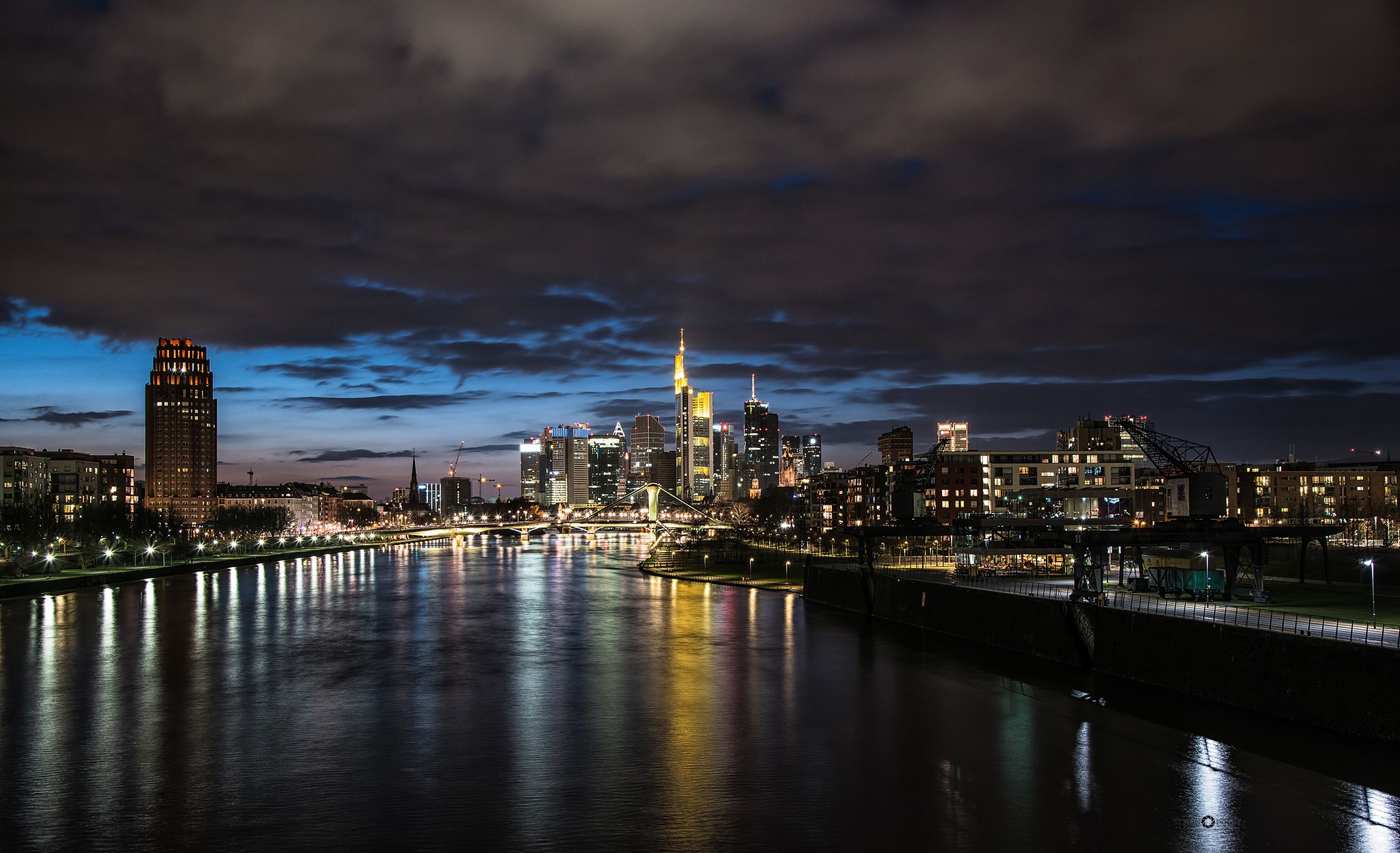 View from “Deutschherrenbridge“, Frankfurt am Main, Germany