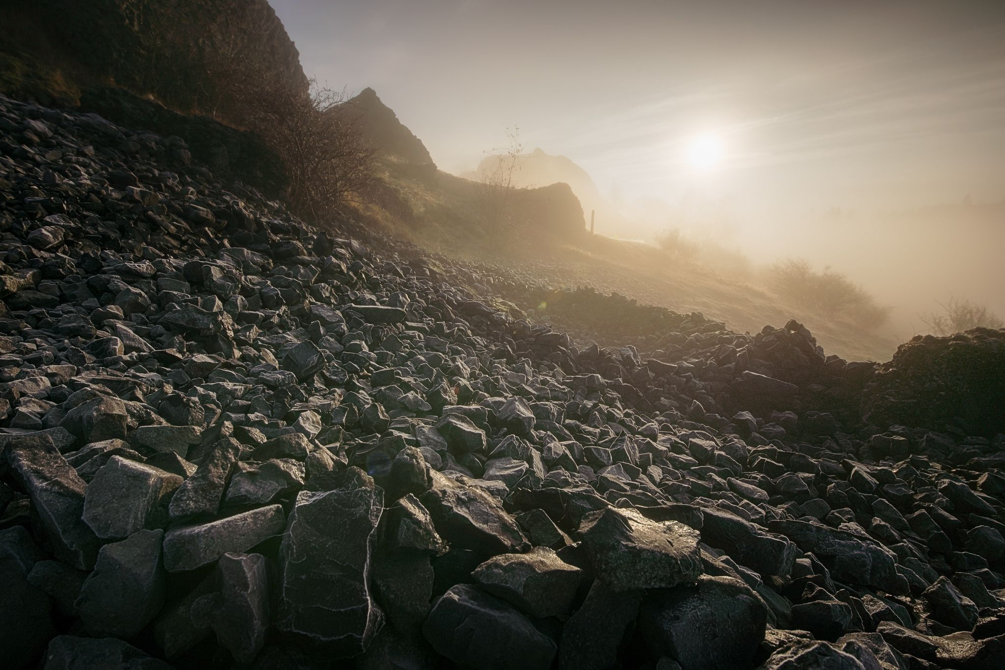 Helfensteine Dörnberg Sunrise in the Fog, Germany
