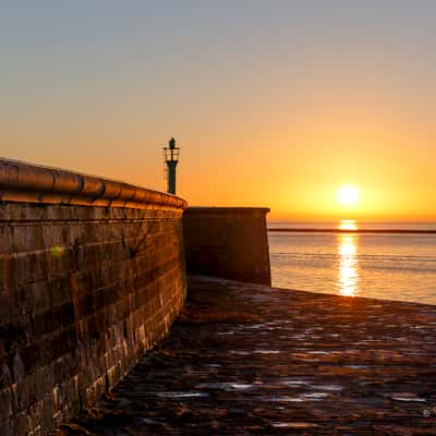 Pier near Wilhelmshaven at sunrise, Germany