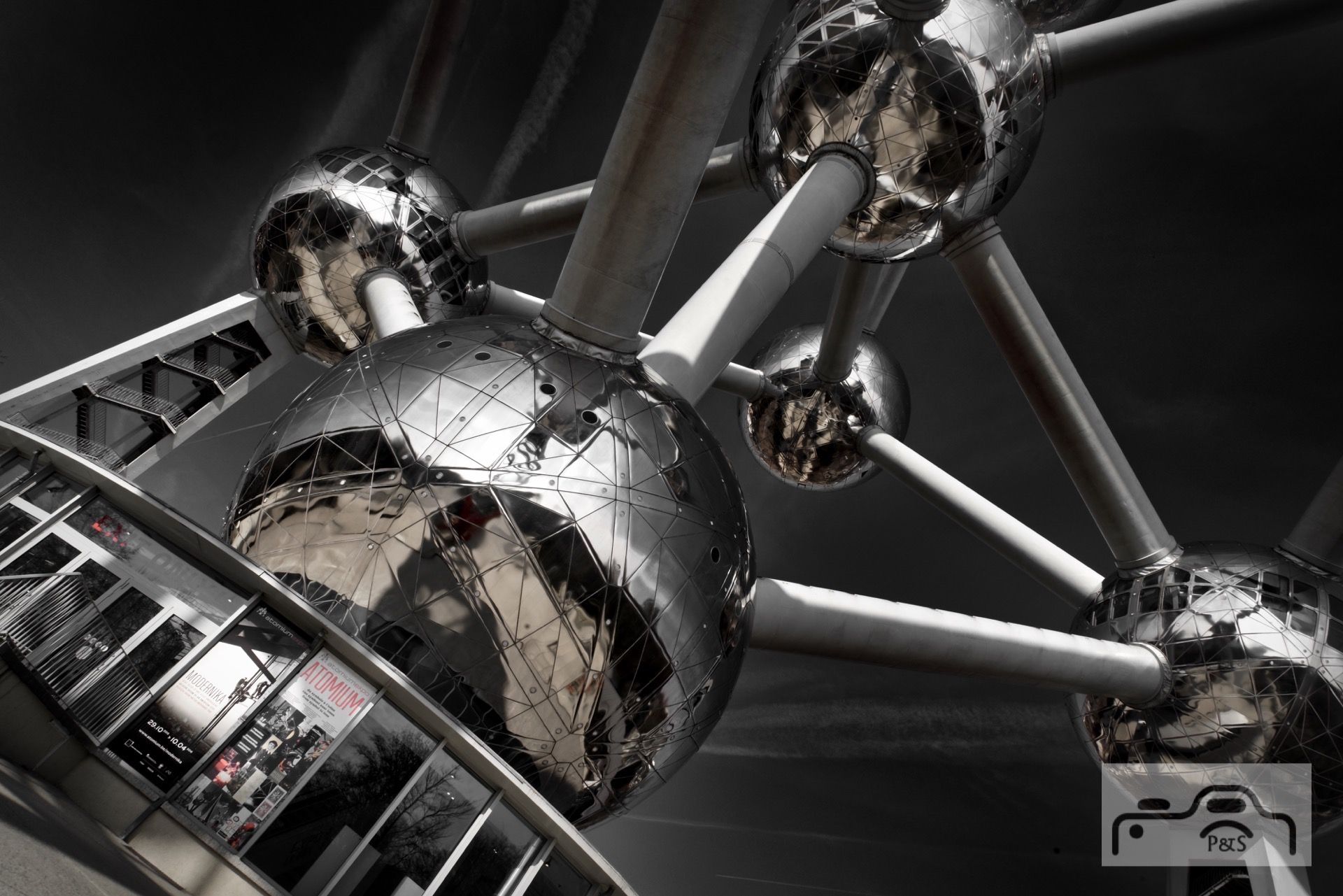Close-up of Atomium, Brussels, Belgium