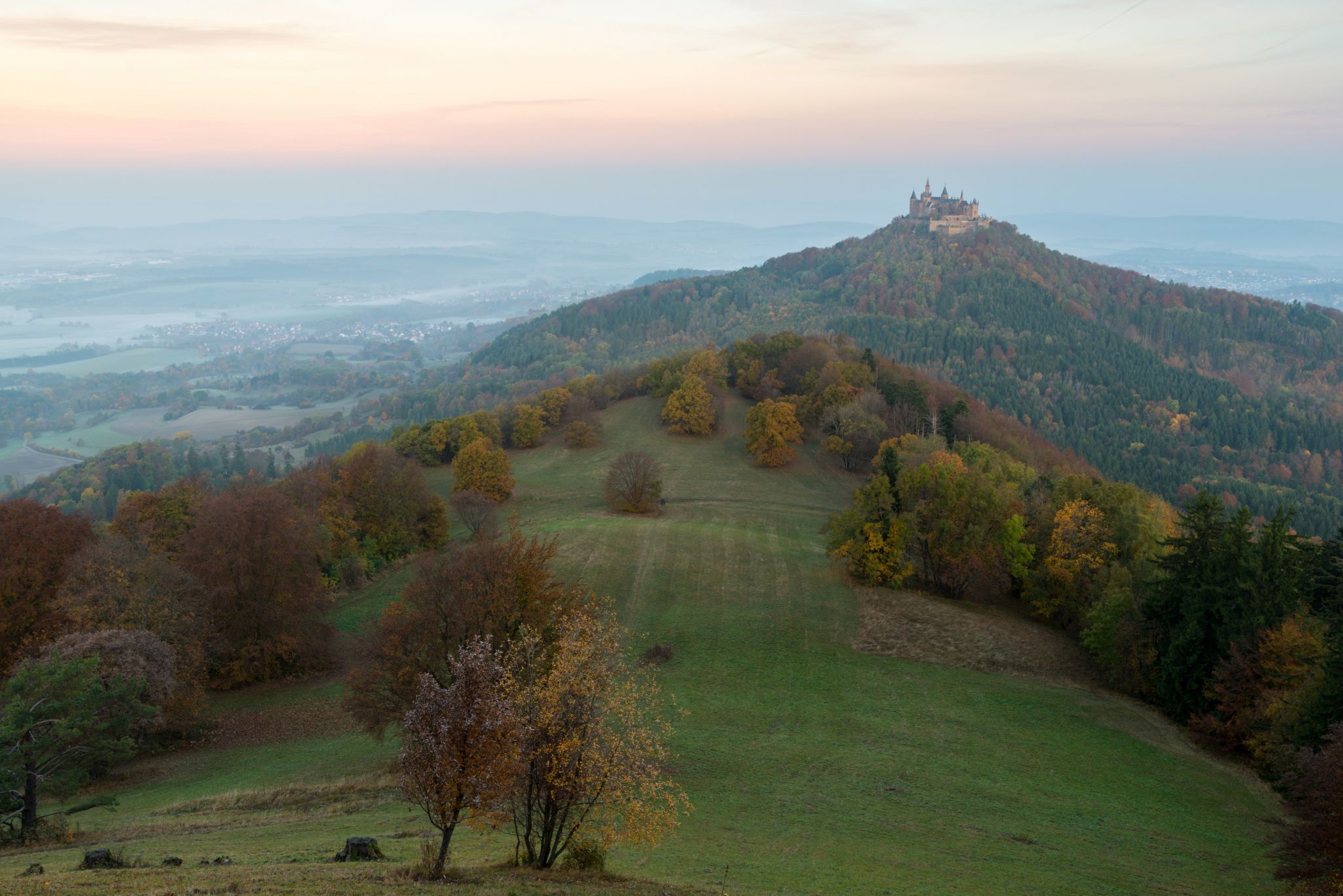 The view on Hohenzollern Castle from Zellerhorn Gipfel, Germany