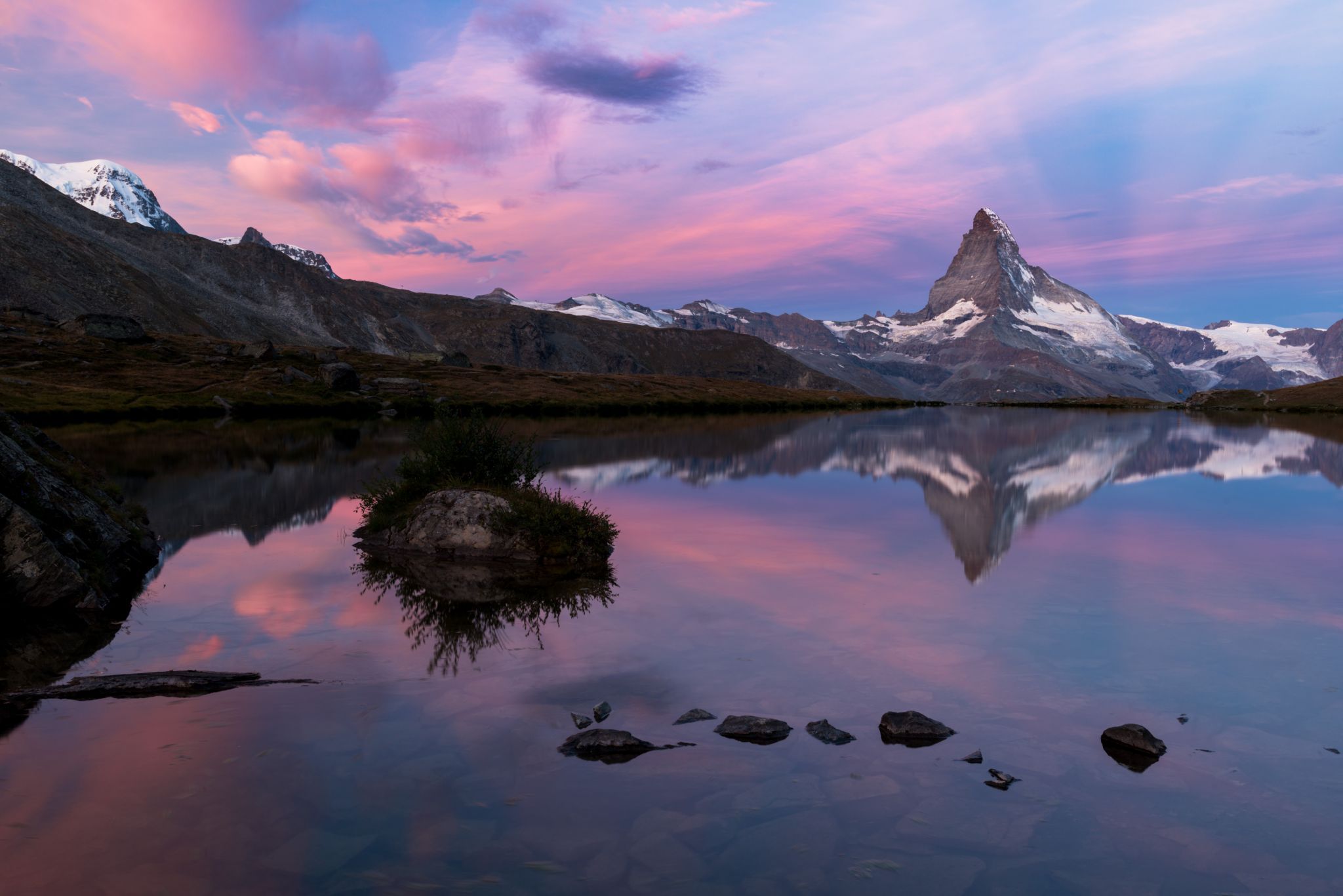 View to Matterhorn from Stelli Lake, Switzerland