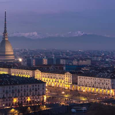 Piazza Vittorio Veneto from Monte dei Cappuccini, Italy