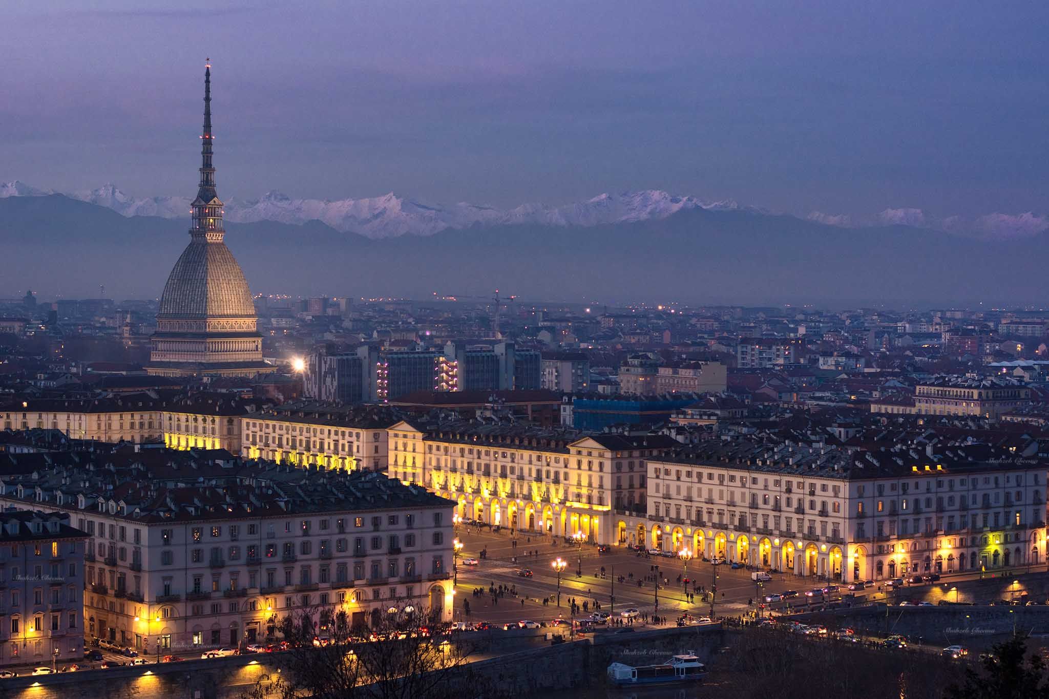 Piazza Vittorio Veneto from Monte dei Cappuccini, Italy