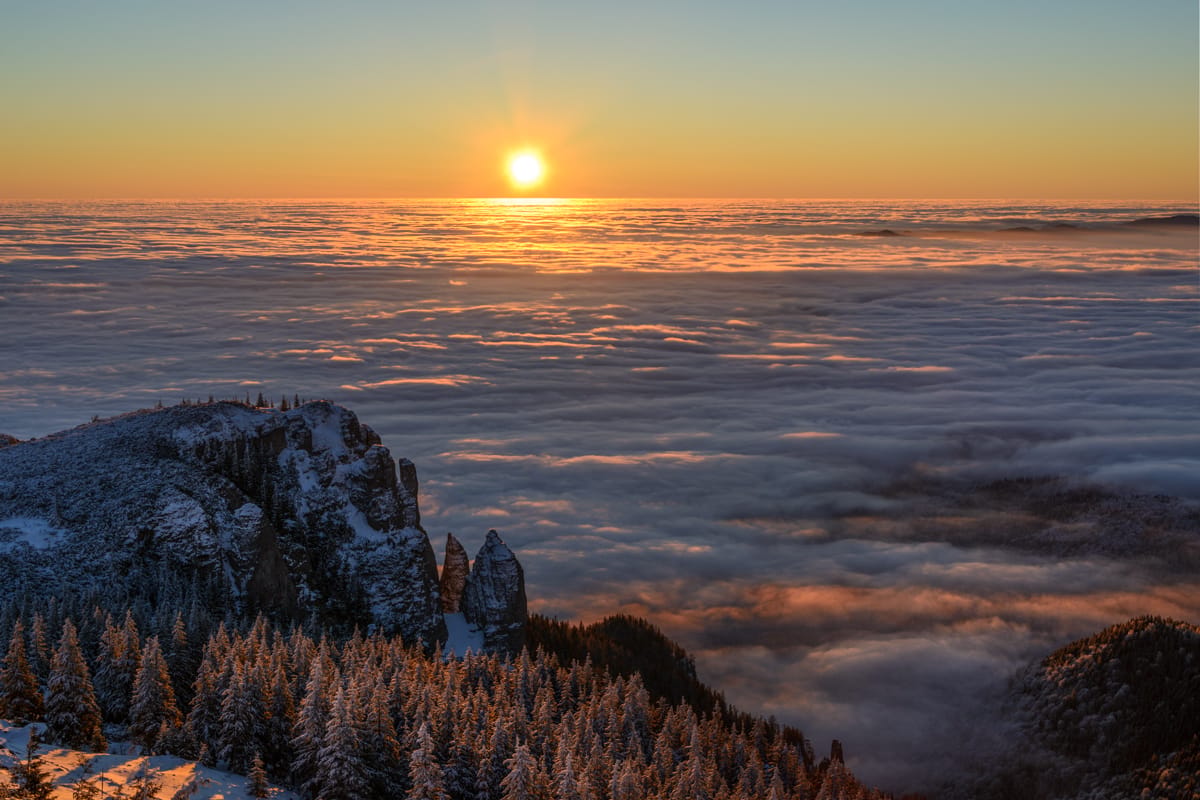 Sea of fog at Ceahlau, Romania