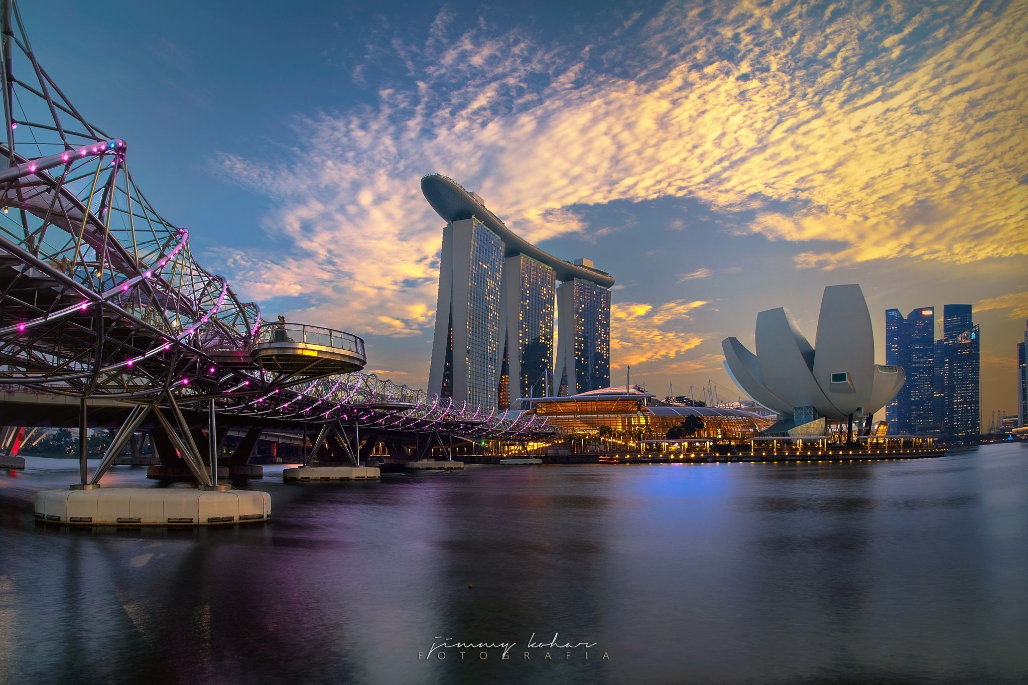 Marina Bay Sands with Helix Bridge, Singapore