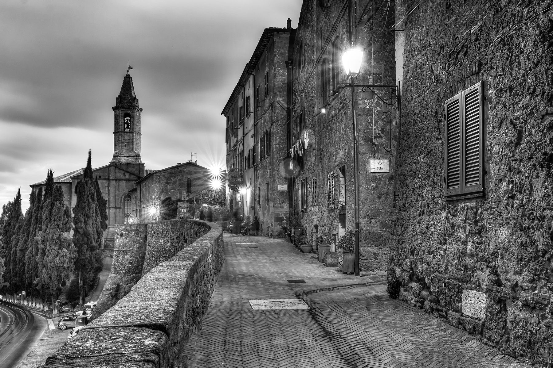 Cattedrale di Santa Maria Assunta at night; Pienza, Italy
