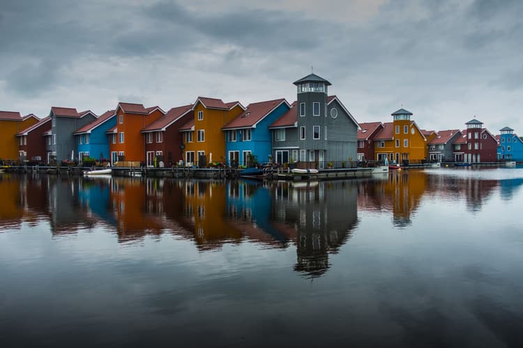 Colorful houses in Groningen, The Netherlands