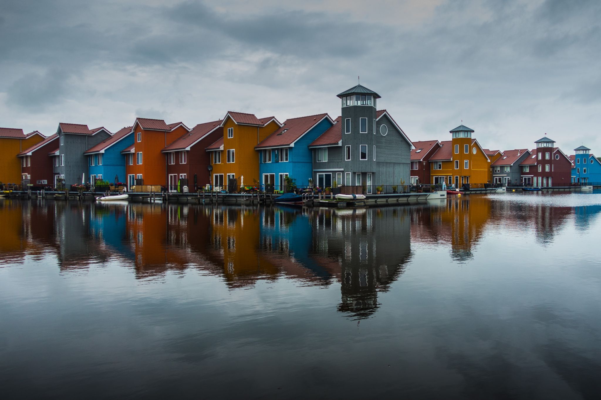 Colourful houses at Reitdiephaven, Netherlands