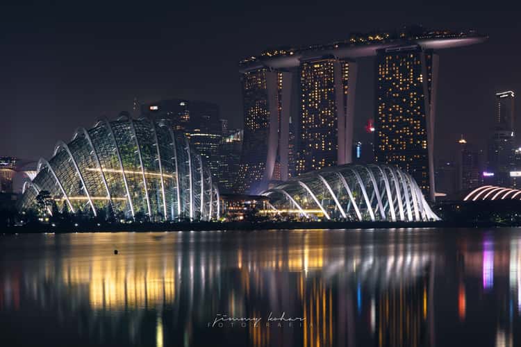 Flower Dome Singapore from Marina East
