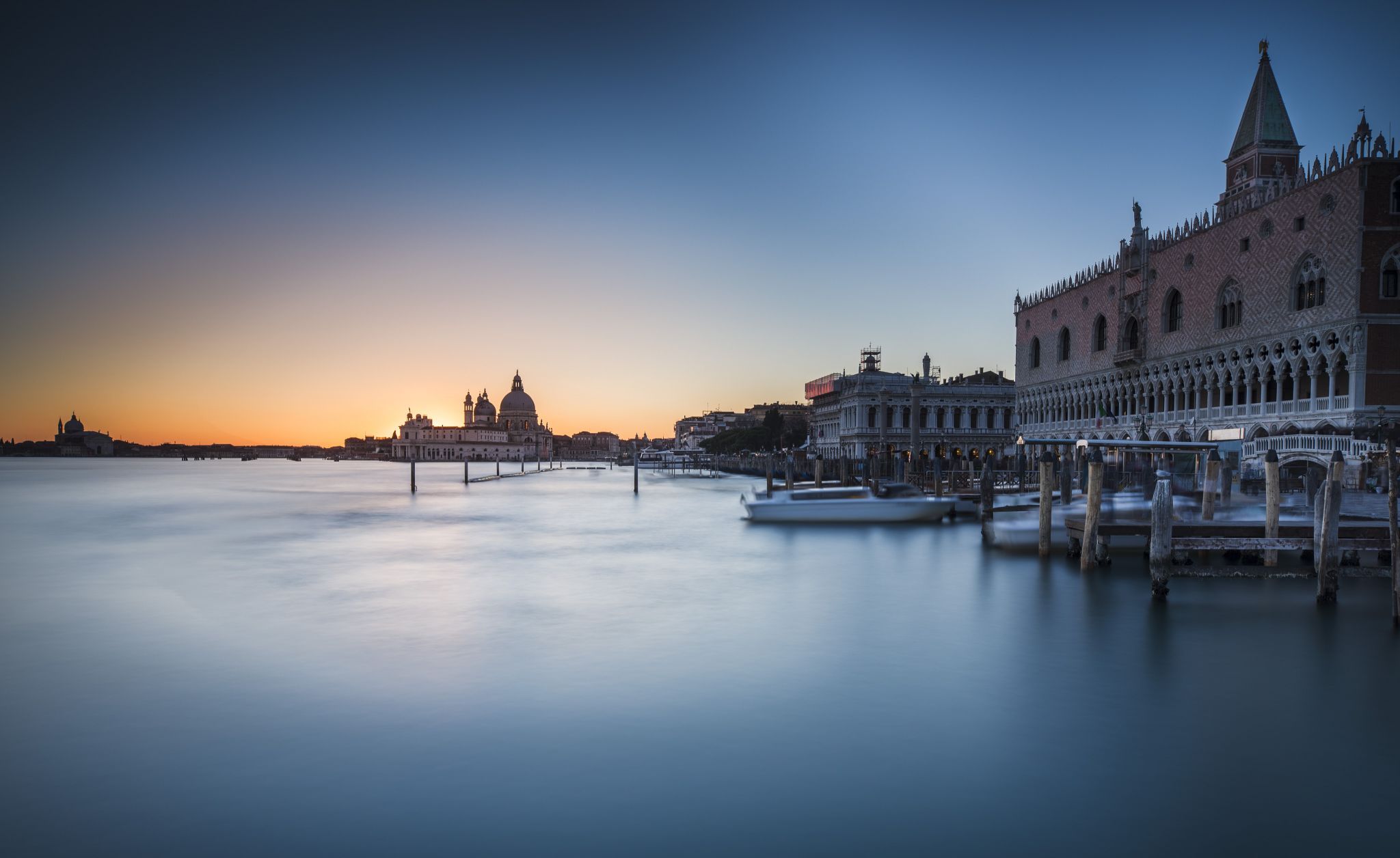 Moving Gondolas at Grand Canal, Venice, Italy
