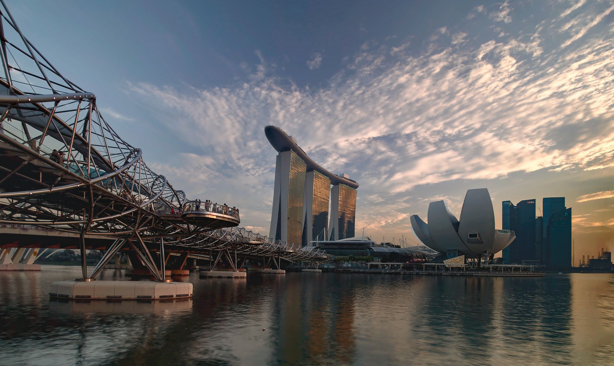 Marina Bay Sands with Helix Bridge, Singapore