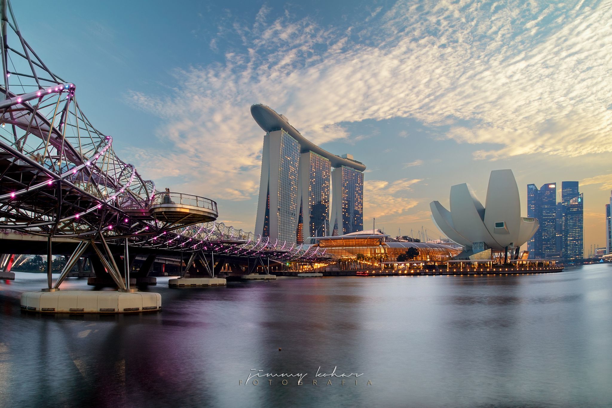 Marina Bay Sands with Helix Bridge, Singapore