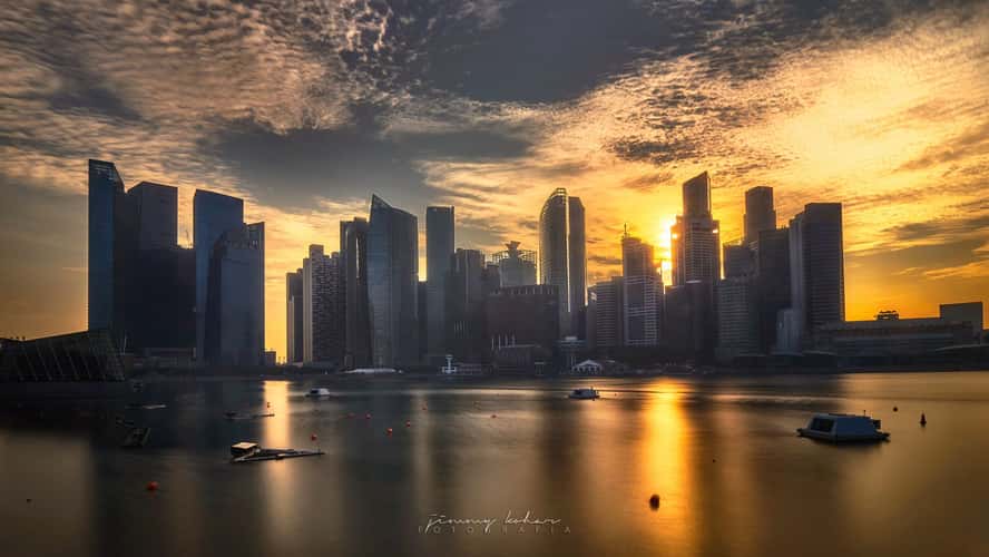 Singapore Sunset Skyline from Louis Vuitton Island Maison