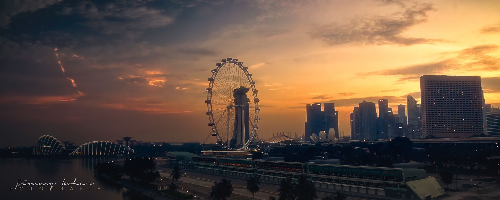 Skyline Sunset from the ECP Bridge, Marina Bay, Singapore