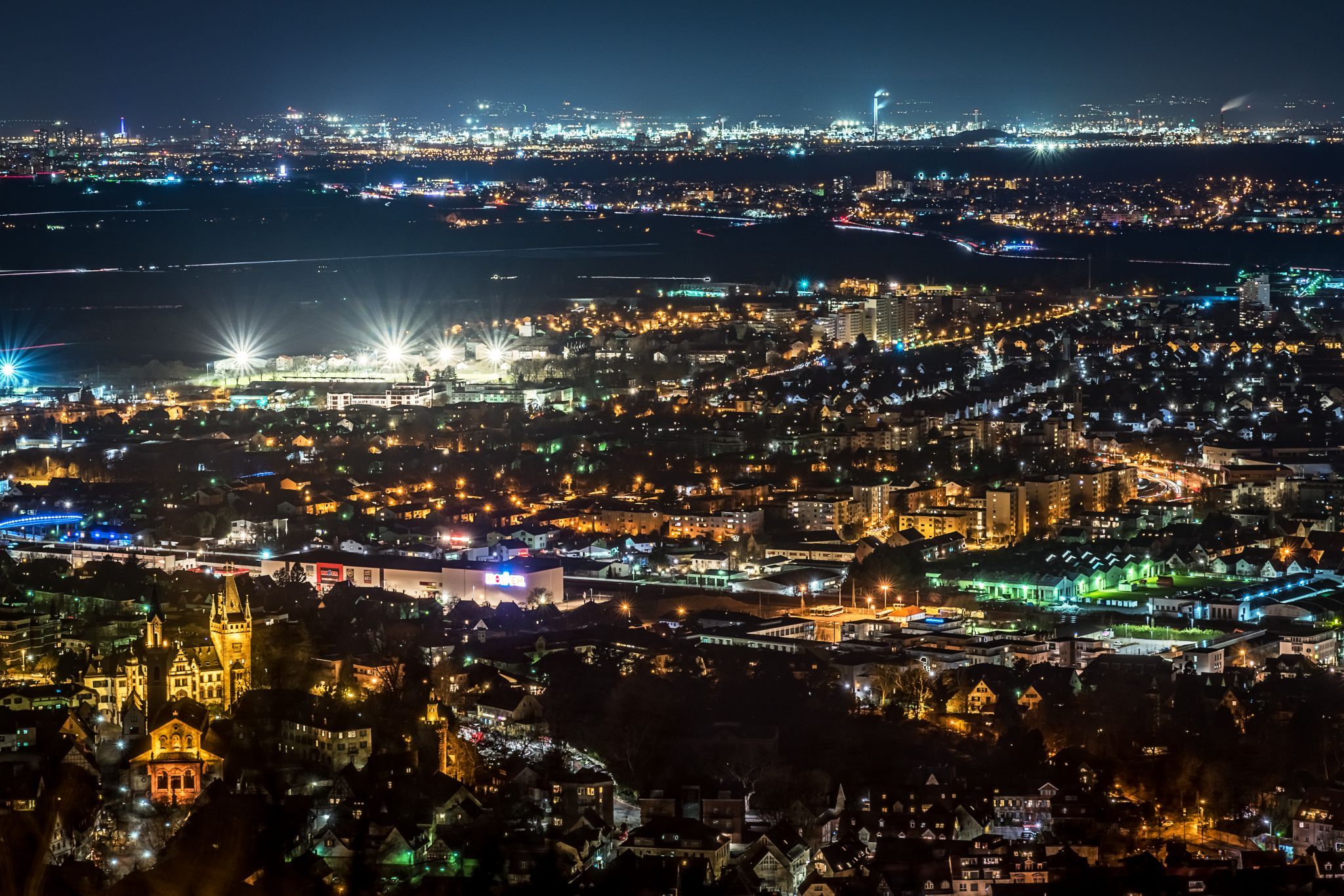 Weinheim city from Wachenburg, Germany