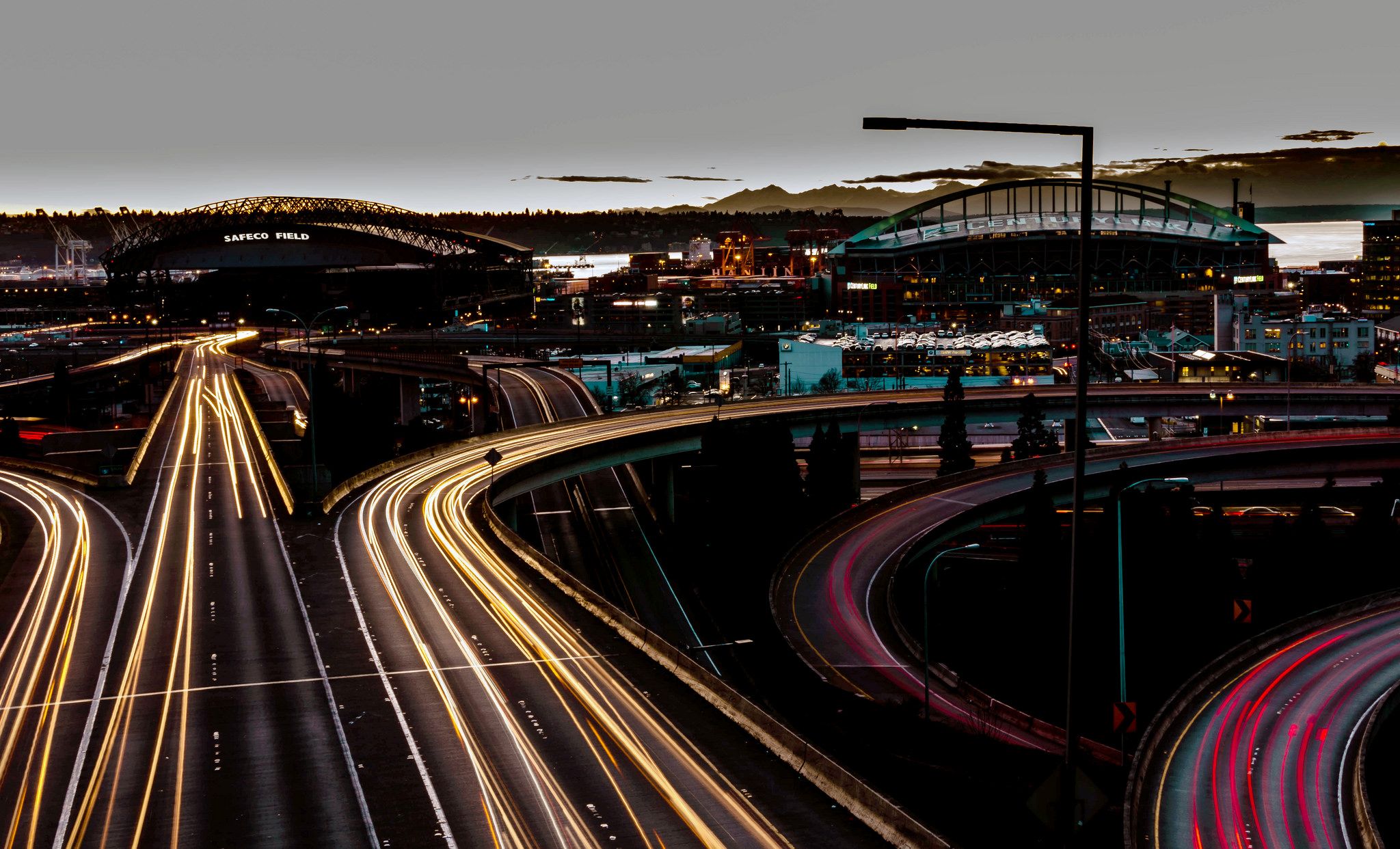 Downtown Seattle from 12th Ave overpass at I90, USA