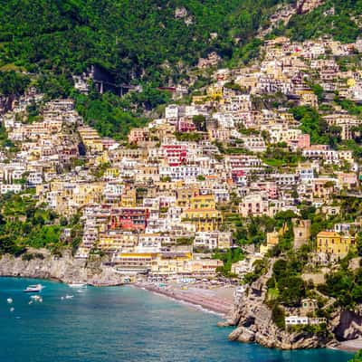 A view of Positano on the way to Amalfi, Italy