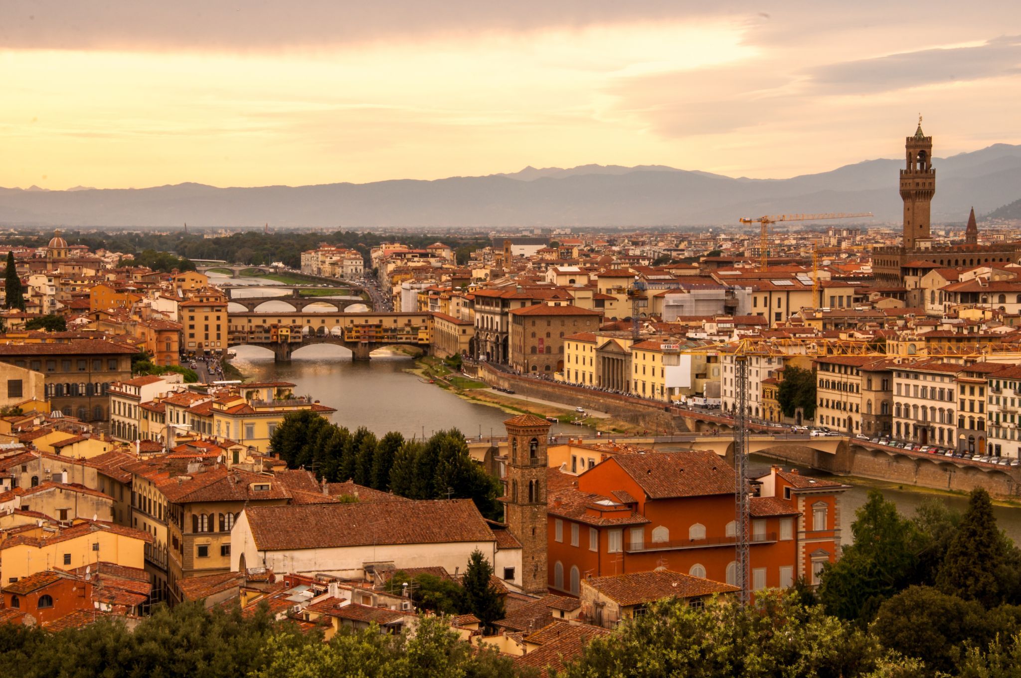Arno and Bridges in Florence, Italy