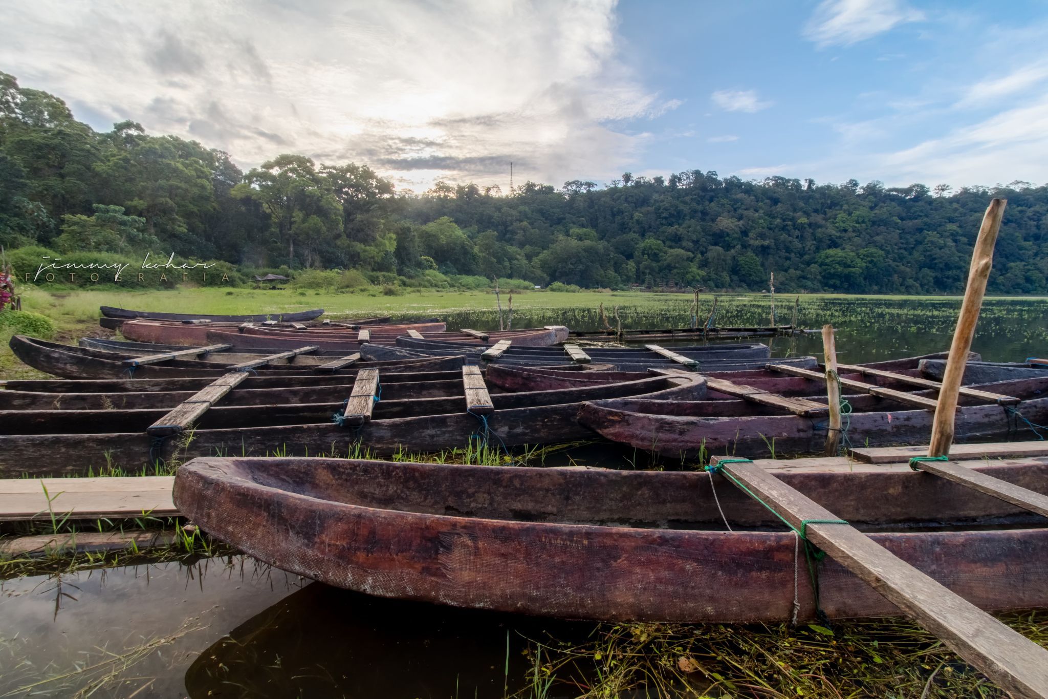 Wooden Boats of Lake Tamblingan, Bali, Indonesia