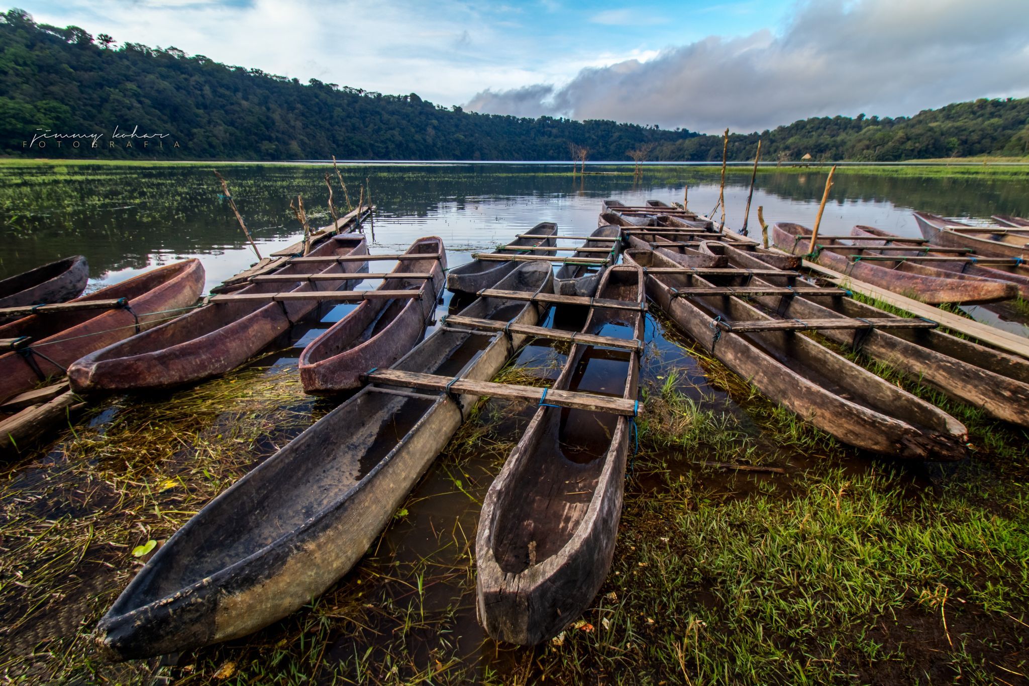 Wooden Boats of Lake Tamblingan, Bali, Indonesia