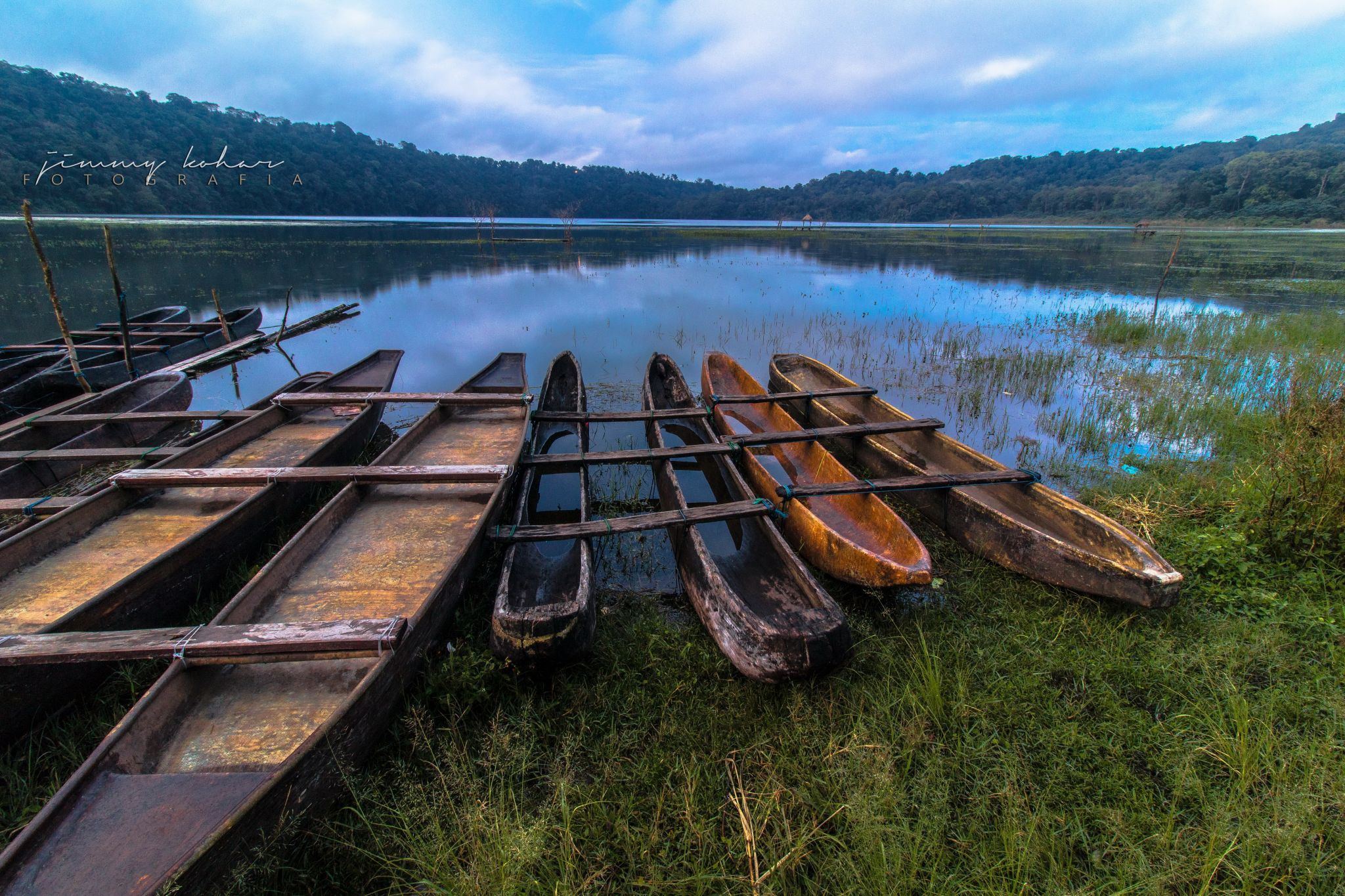 Wooden Boats of Lake Tamblingan, Bali, Indonesia