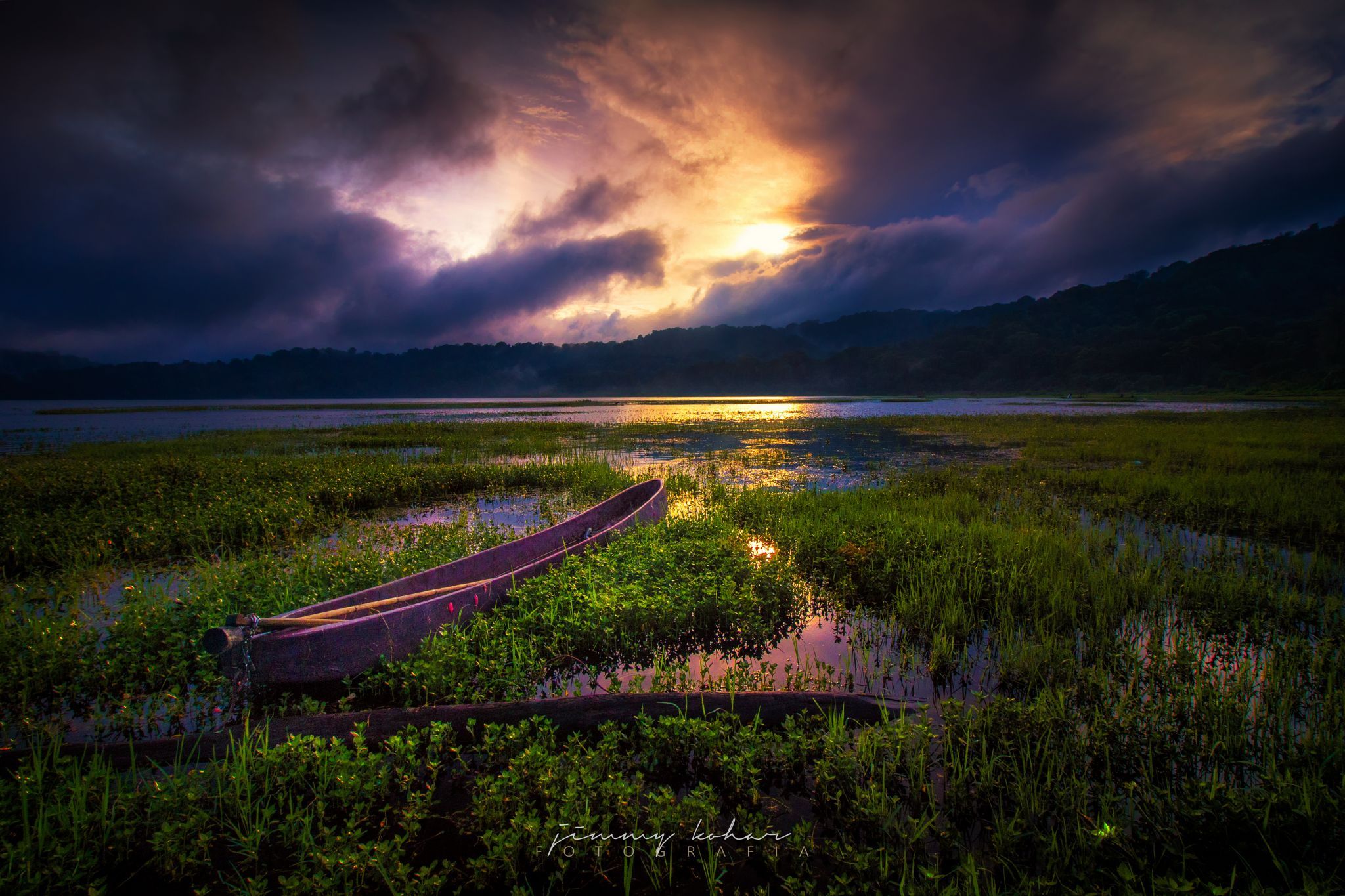 Wooden Boats of Lake Tamblingan, Bali, Indonesia
