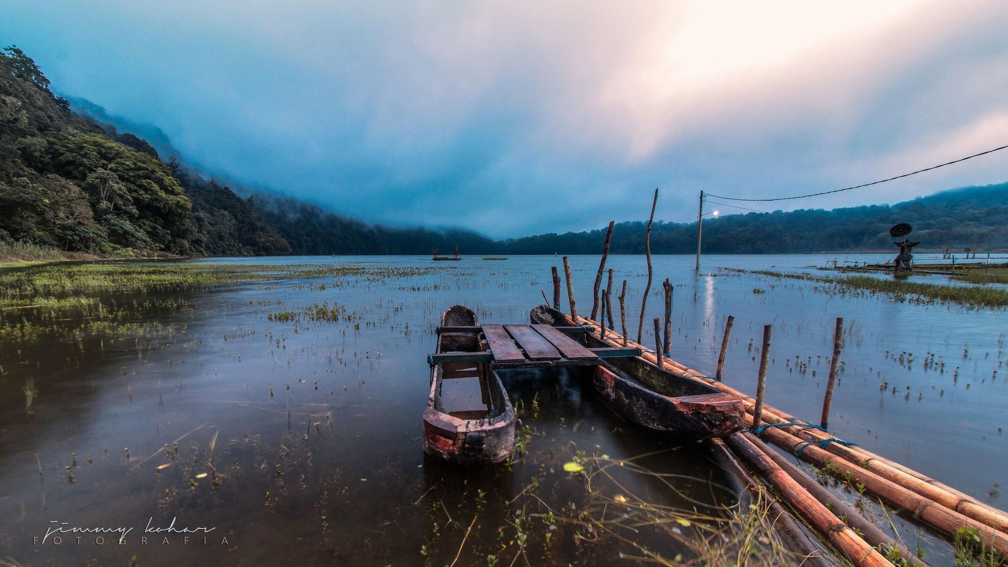 Wooden Boats of Lake Tamblingan, Bali, Indonesia