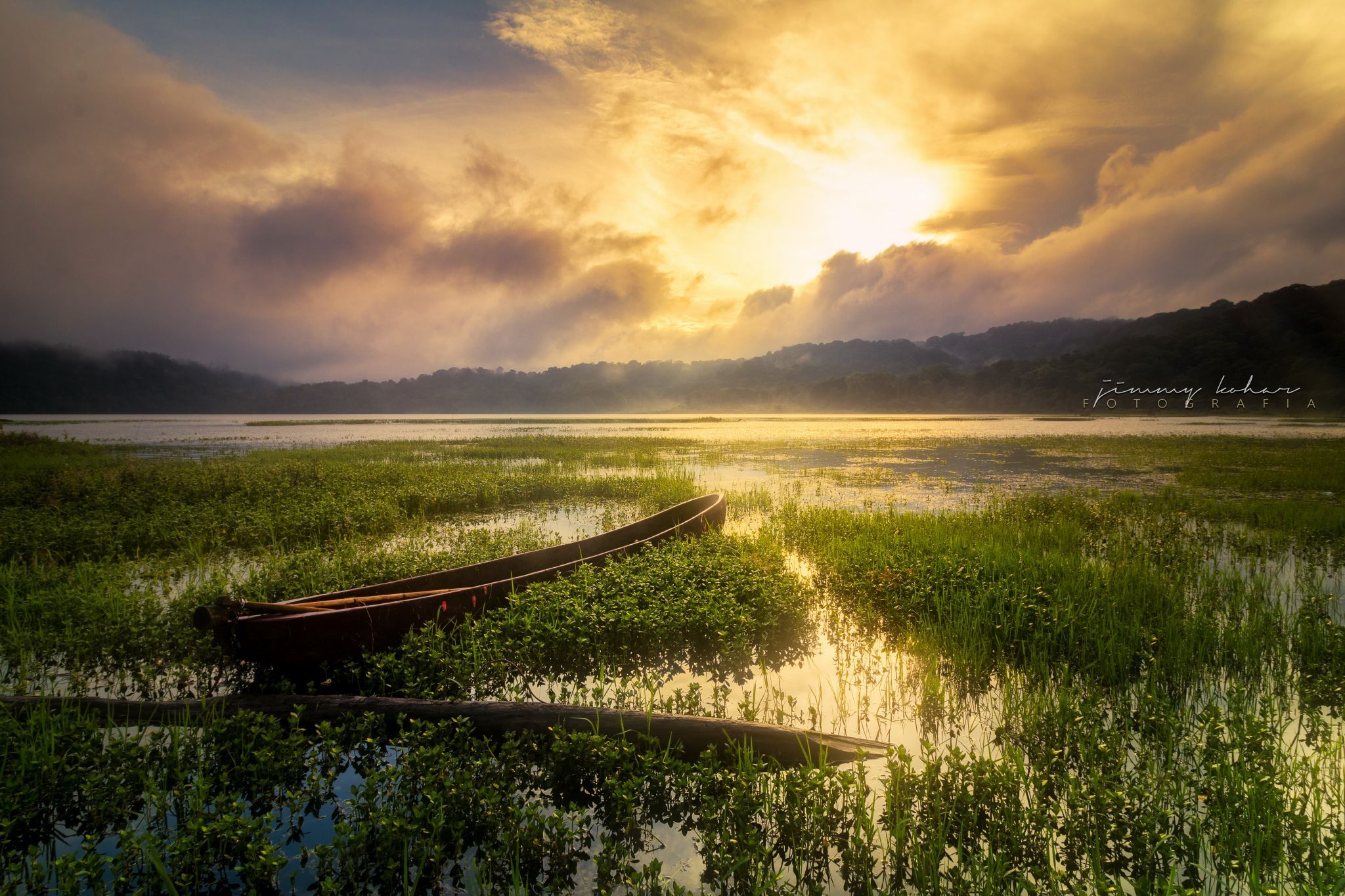 Wooden Boats of Lake Tamblingan, Bali, Indonesia