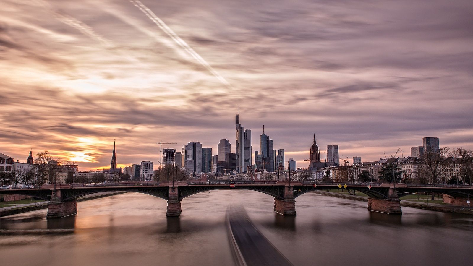 View from the Flößerbrücke, Frankfurt am Main, Germany