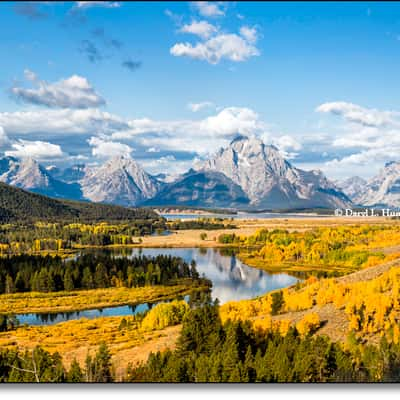 High above Grand Teton's Oxbow Bend, USA