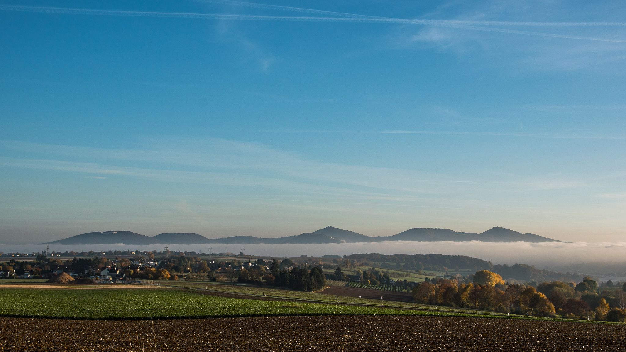 Panoramic view of the Siebengebirge, Germany