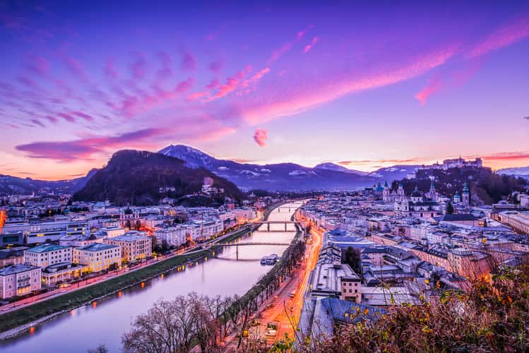 Old town of Salzburg from Mönchsberg