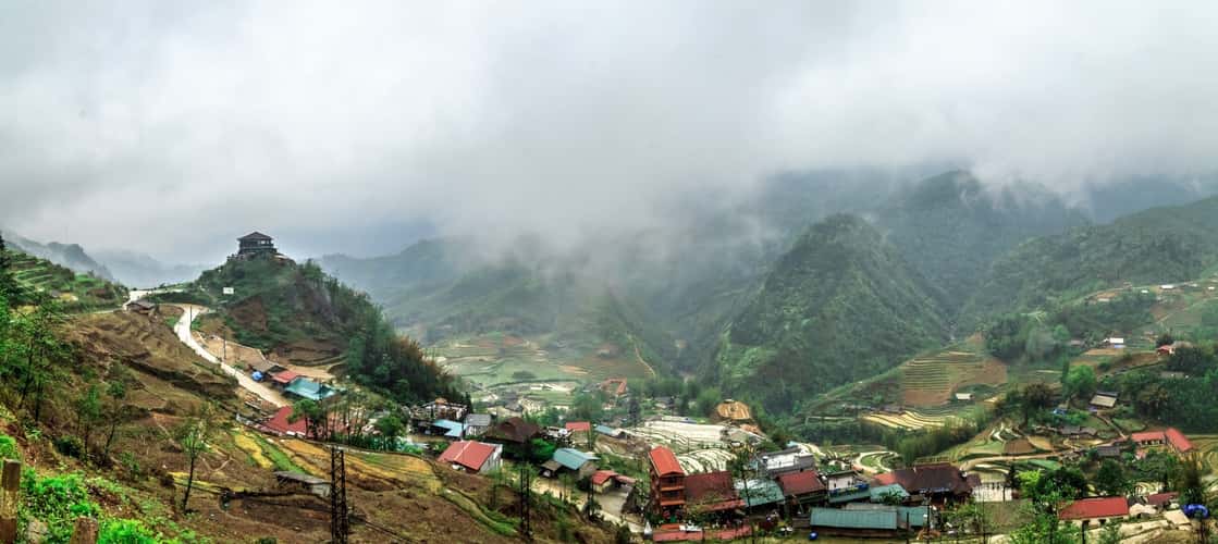 Valley at Sapa showing Cat Cat Village