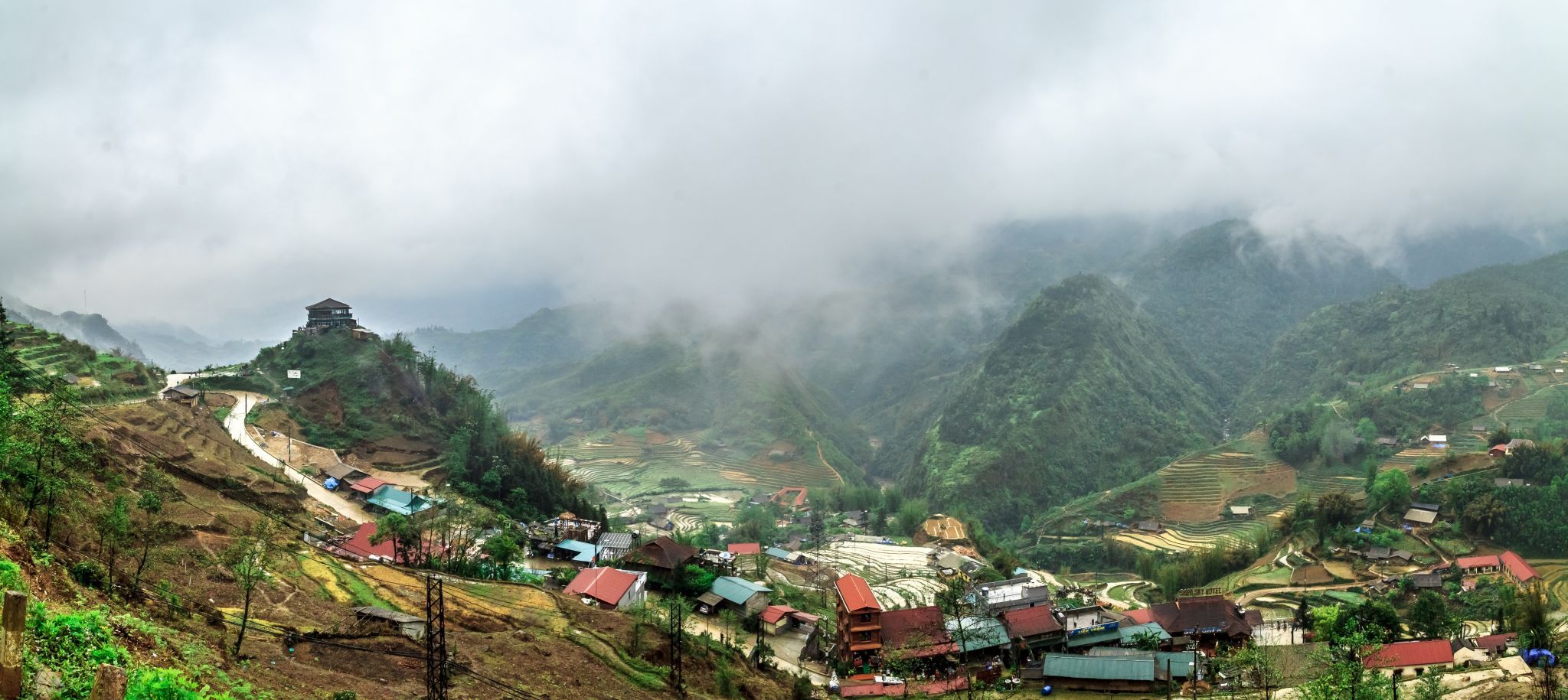 Valley at Sapa showing Cat Cat Village, Vietnam