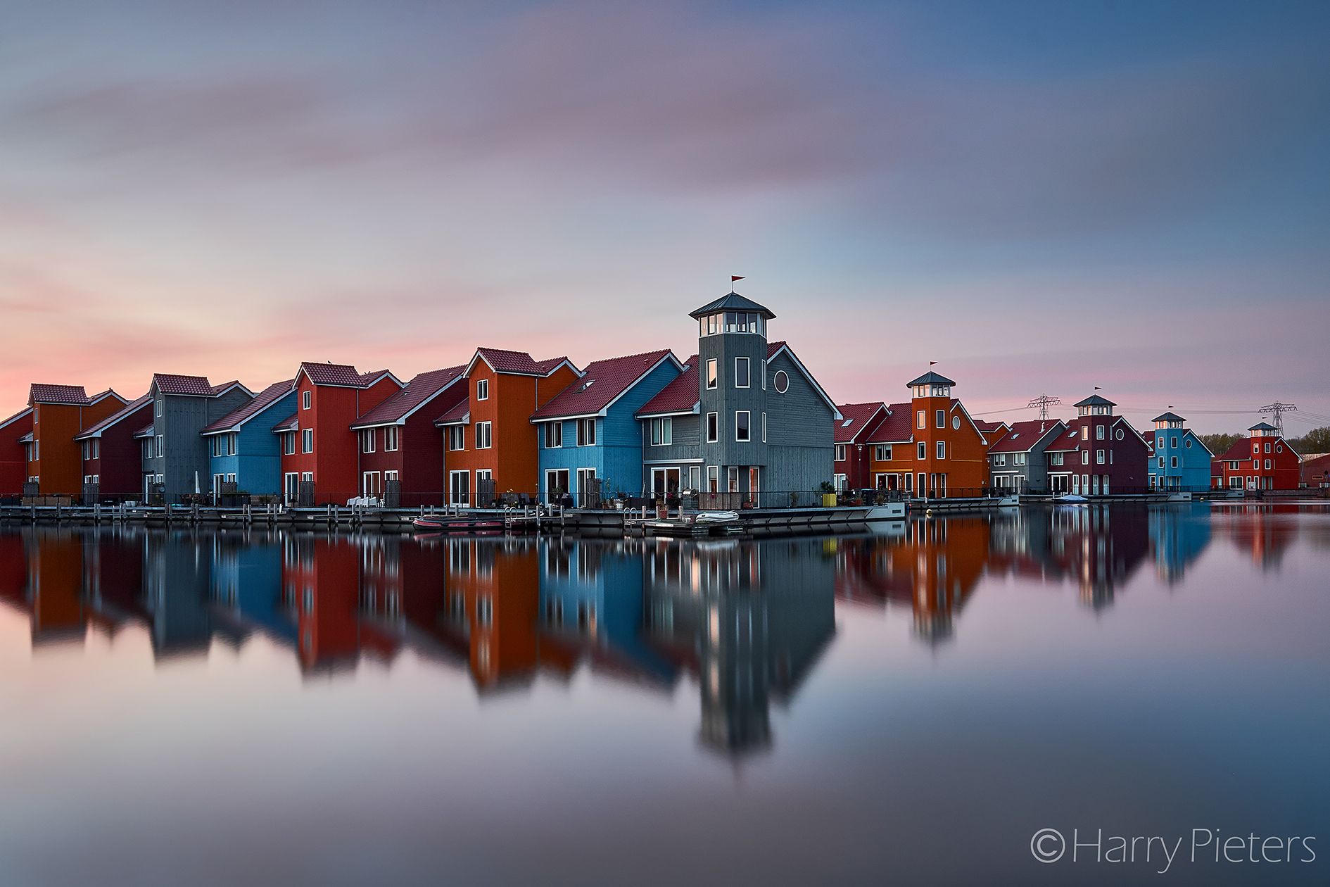 Colourful houses at Reitdiephaven, Netherlands