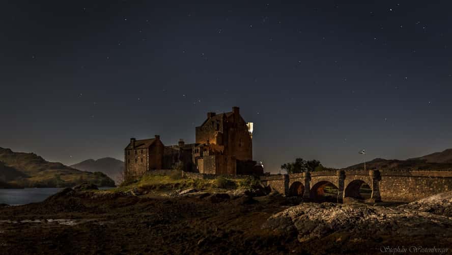 Side view of Eilean Donan Castle, Scotland