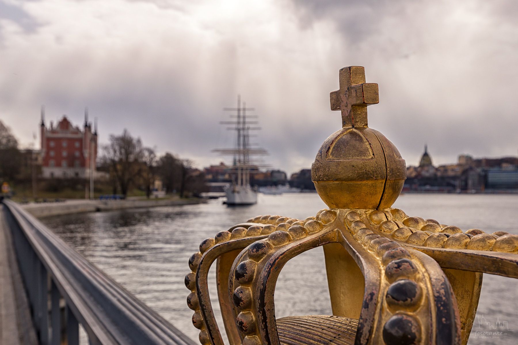 Gilded Crown on Skeppsholmsbron, Stockholm, Sweden