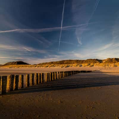 Groins at the beach in Haamstede, Netherlands