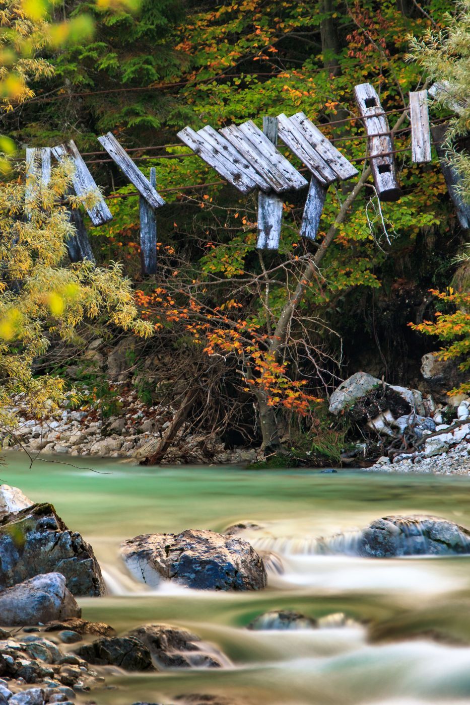 Hanging bridge over Soča, Slovenia