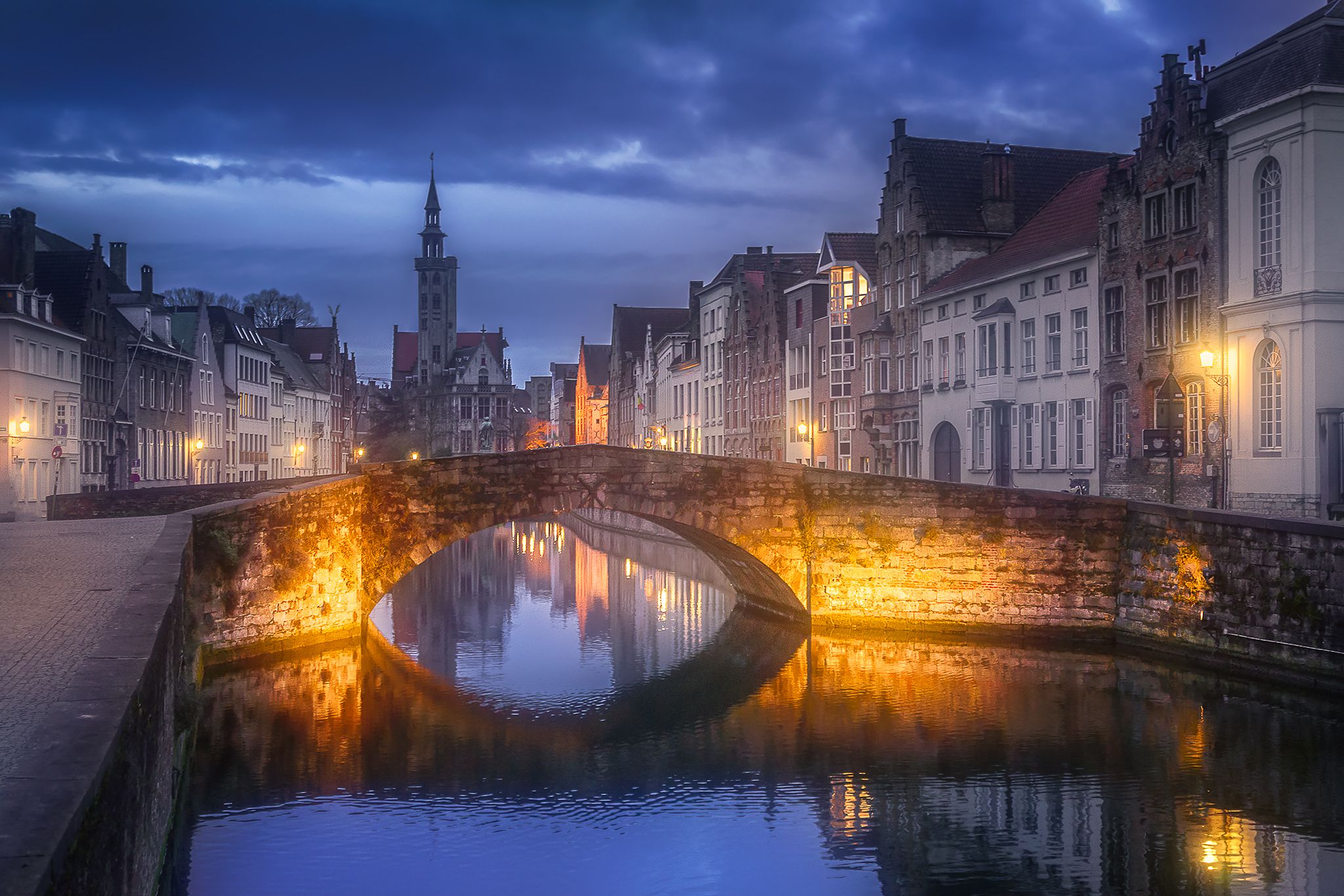 Poortersloge and Koningsbrug, Bruges, Belgium