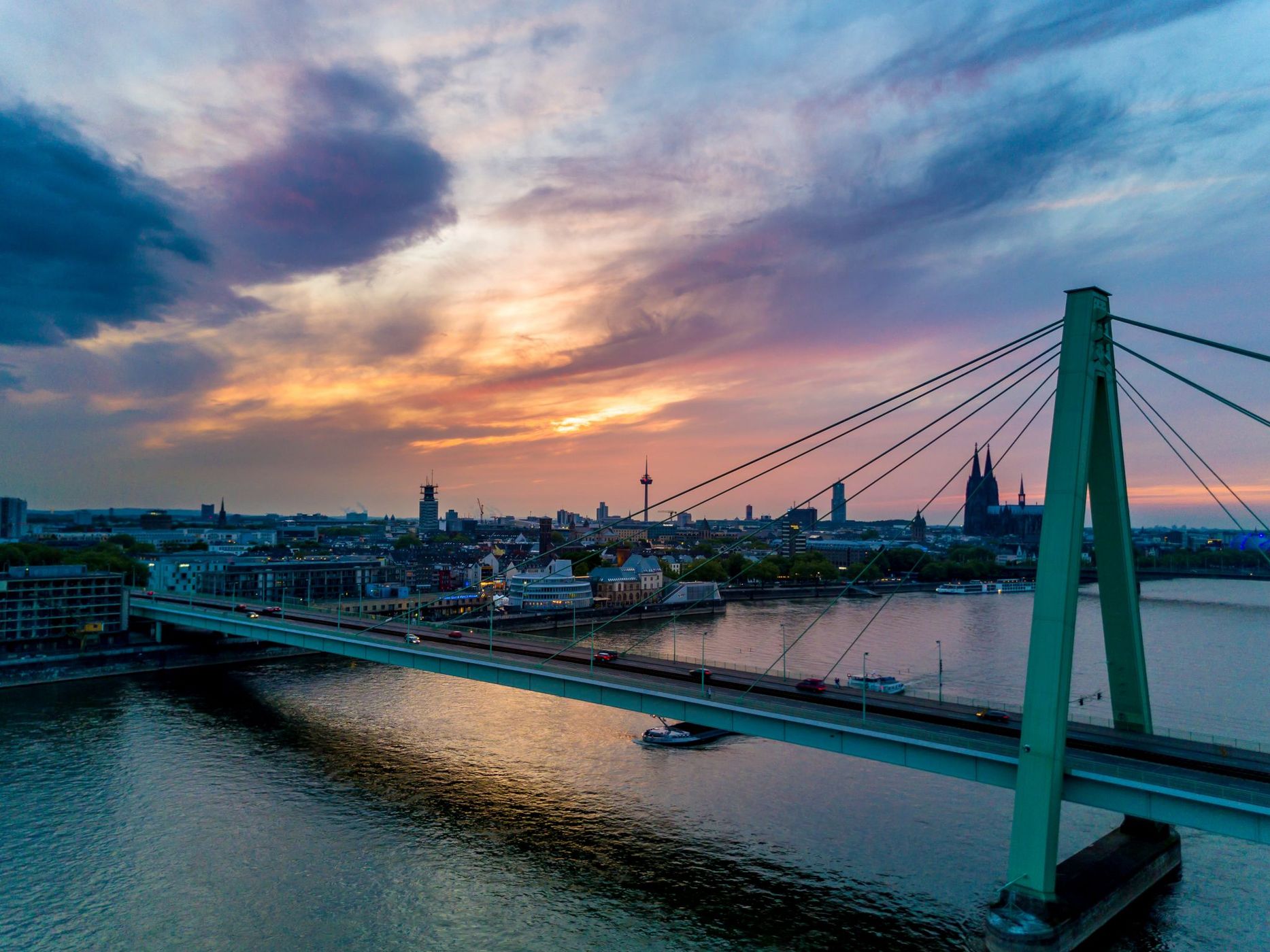 Severinsbrücke from below, Cologne, Germany