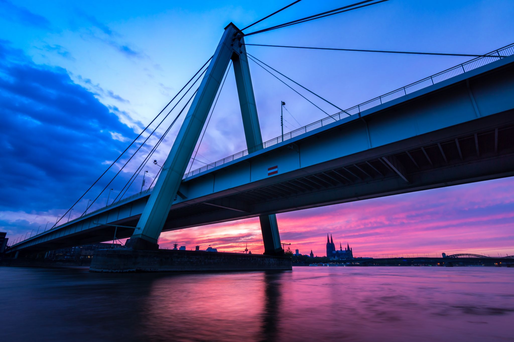 Severinsbrücke from below, Cologne, Germany
