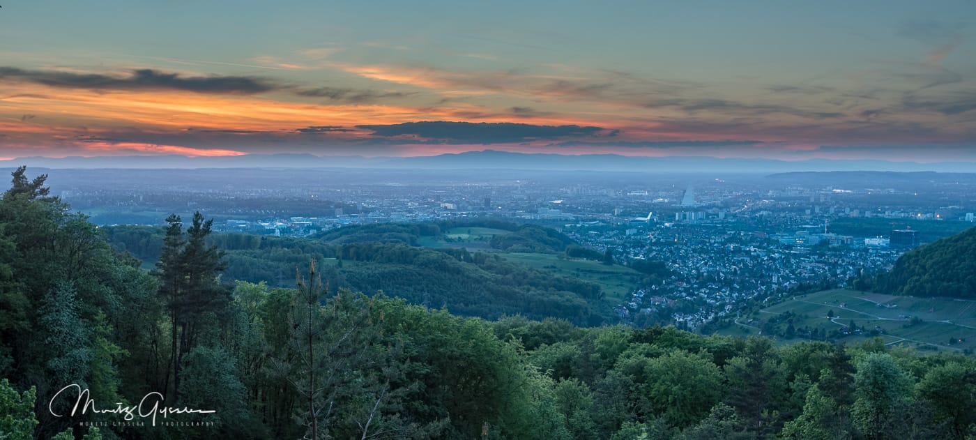 Sunset view over Basel, Switzerland