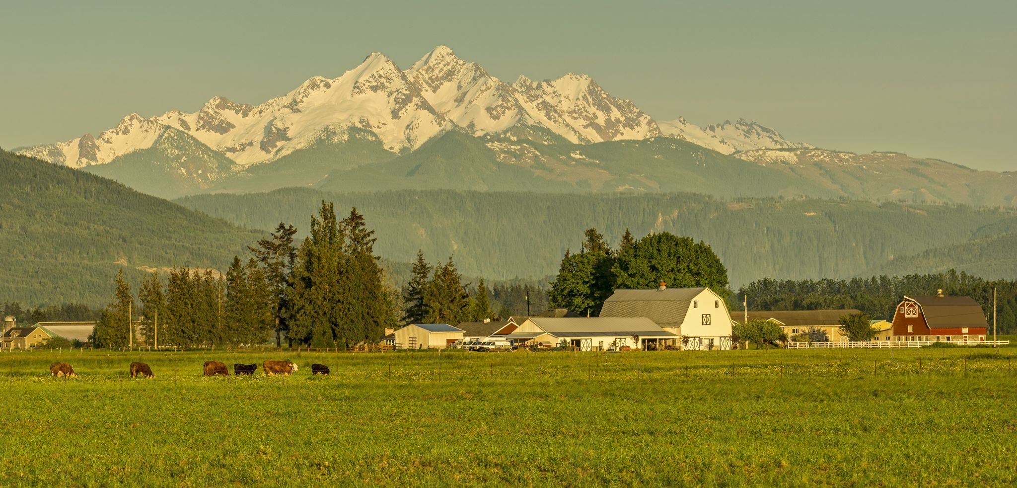 Thiel White Barn and the Twin Sisters, USA
