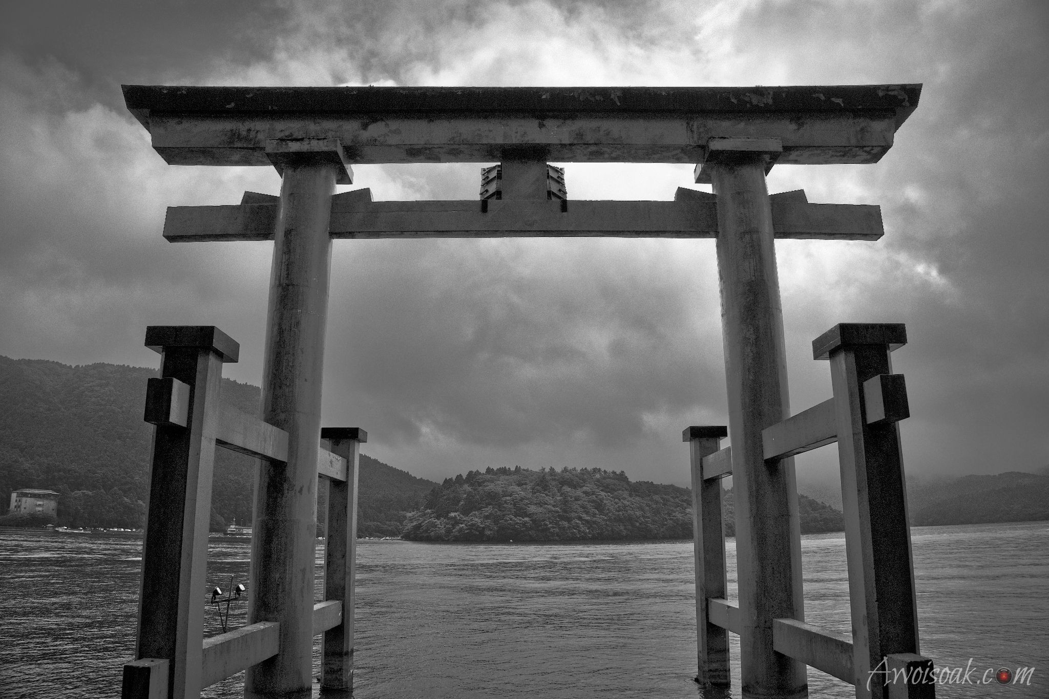Torii of Peace next to Hakone Shrine, Lake Ashi , Japan