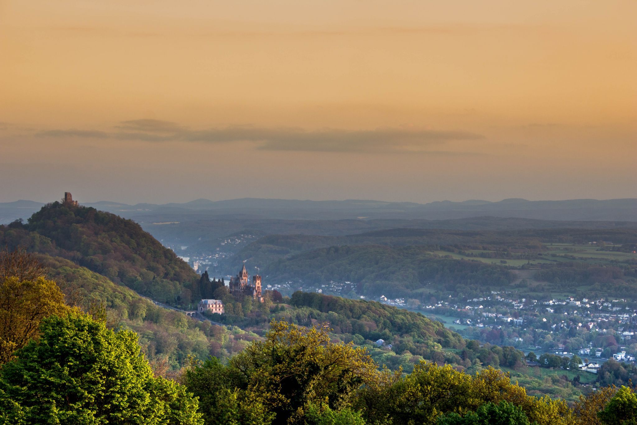 View to Drachenfels from Petersberg, Germany