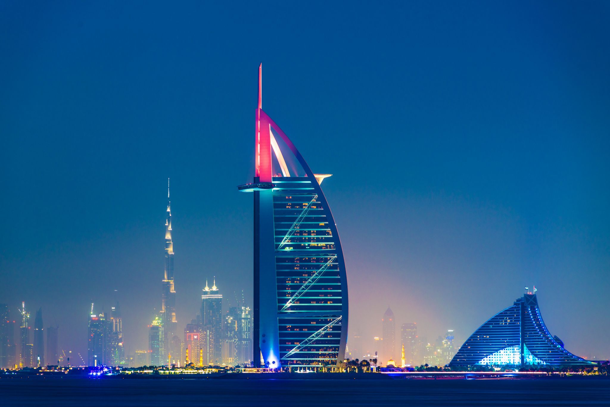 Burj al Arab & Burj Khalifa aligned, United Arab Emirates