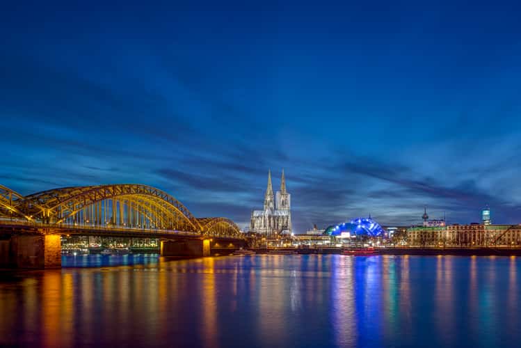 Cologne Cathedral from north of Hohenzollern Bridge
