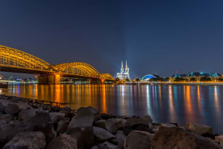 Cologne Cathedral from north of Hohenzollern Bridge